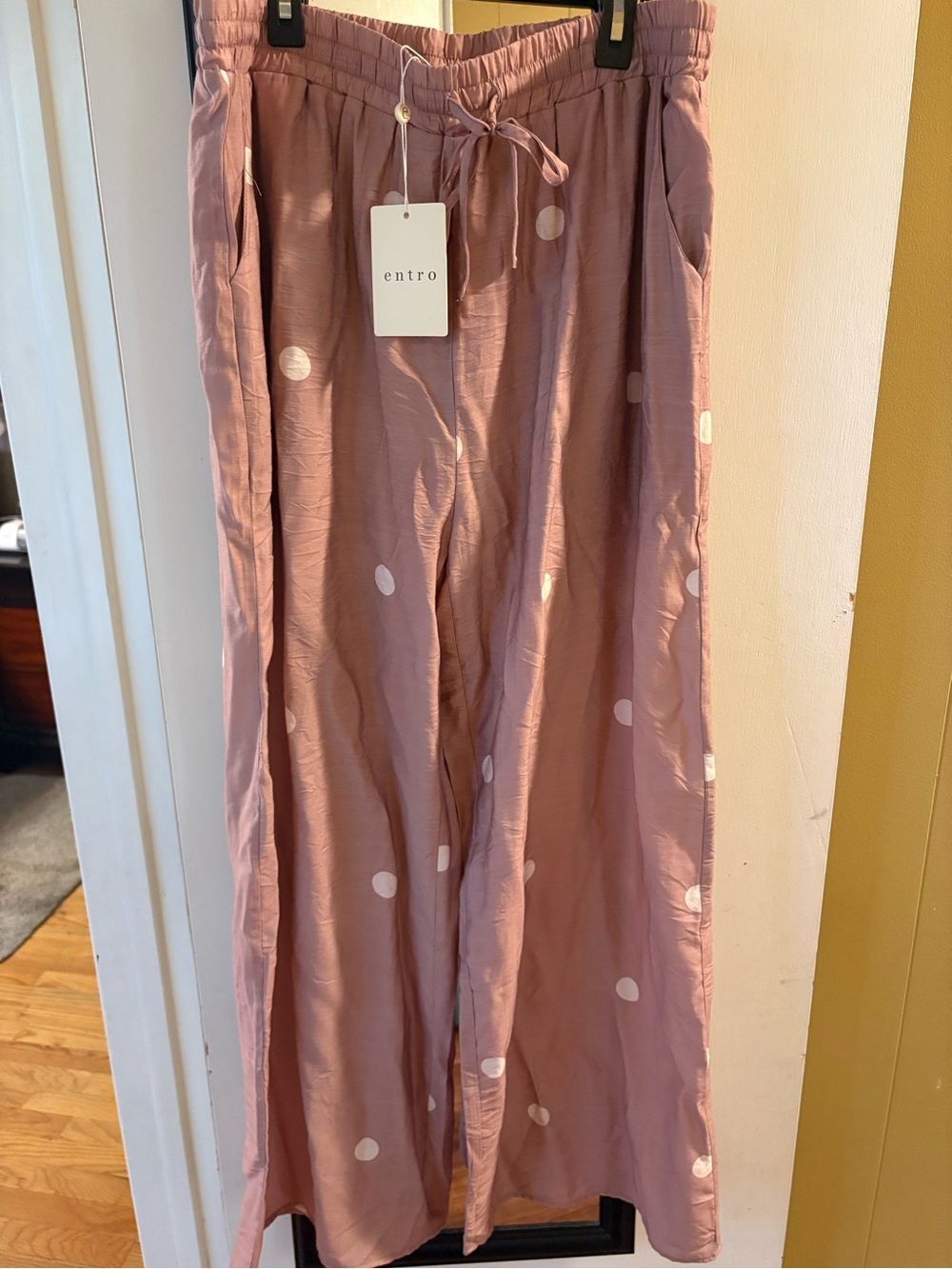 entro Mocha Polka Dot Wide-Leg Casual Pants